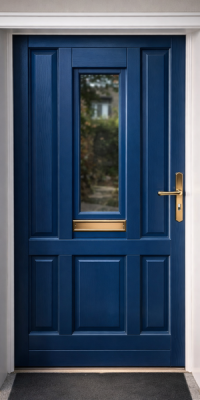 Kék fa bejárati ajtó